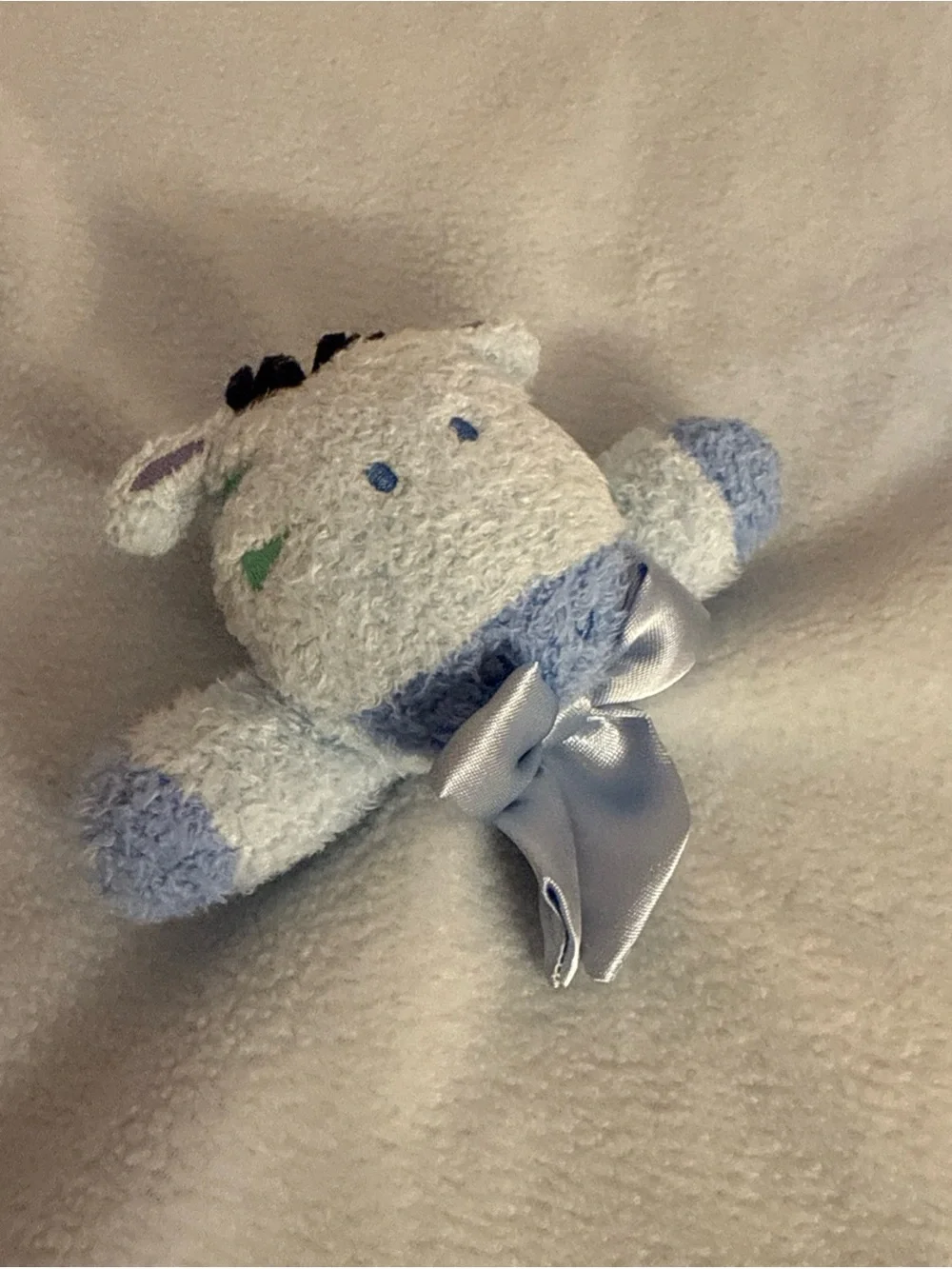 Carters Blue Zebra Lovey Giraffe Child of Mine Blanket Rattle Satin BEST FRIEND